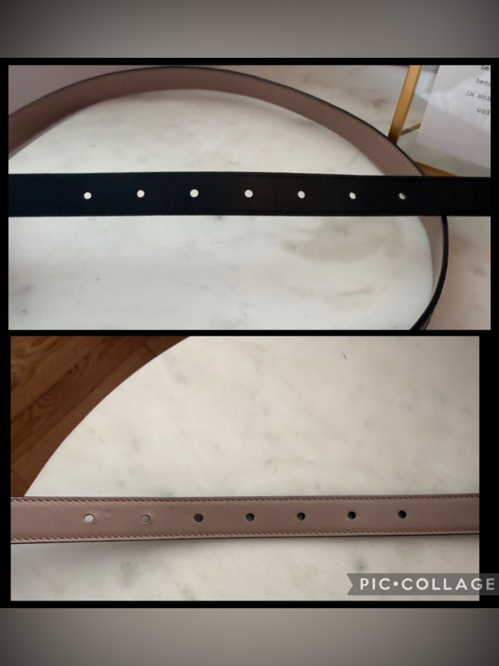 Authentic Gucci GG Marmont Reversible Thin Leather Belt, Black/Pink 90 - Picture 10 of 14